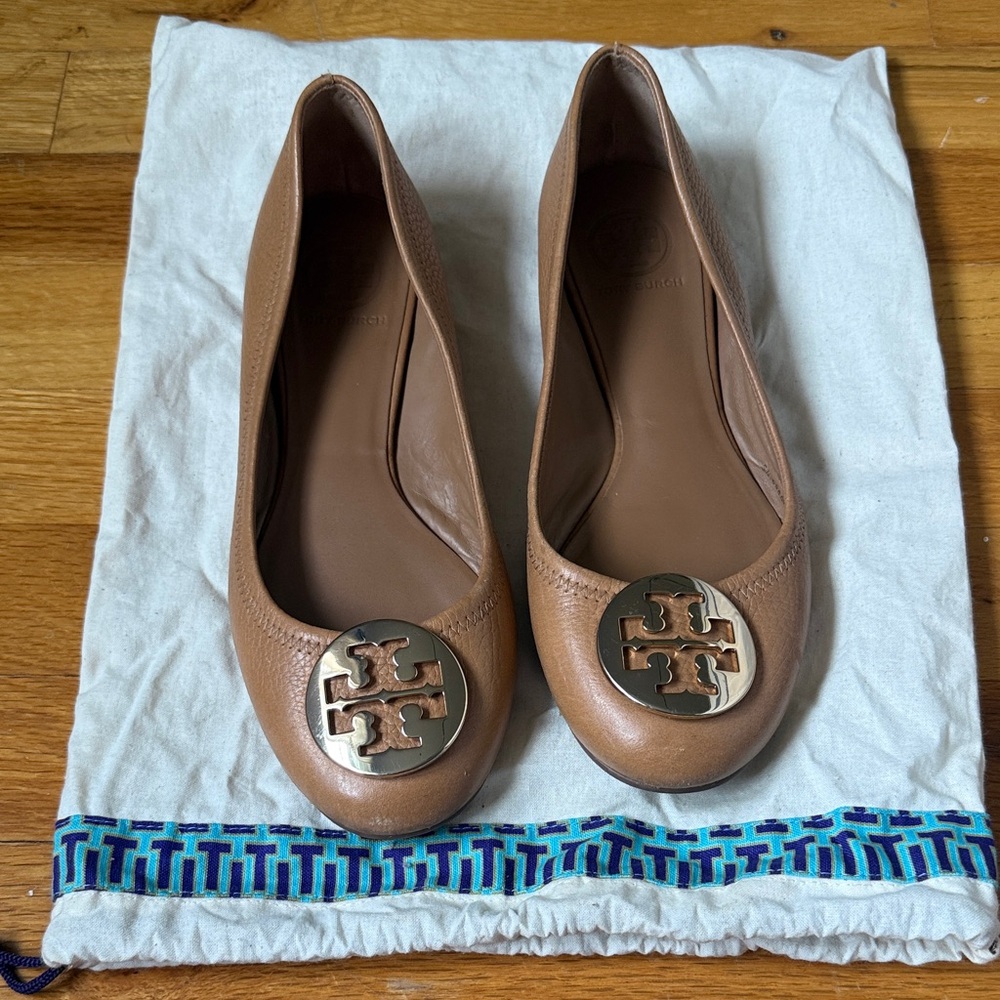 Tory Burch Brown Logo Flats